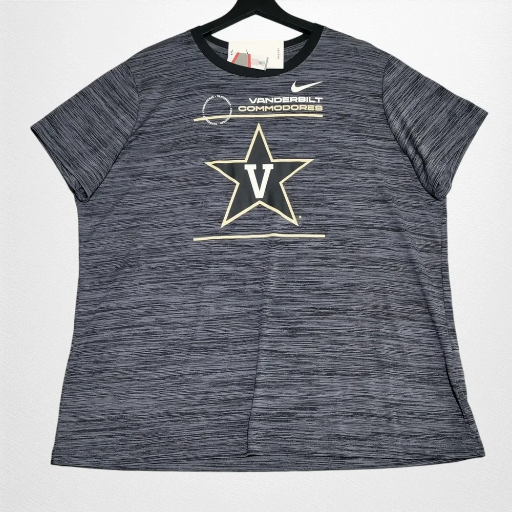 Vanderbilt Commodores Nike Tee Dri-Fit Shirt Womens XXL Gray Logo NEW